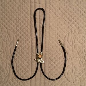 Black Western Concho Tie with Silver Accent